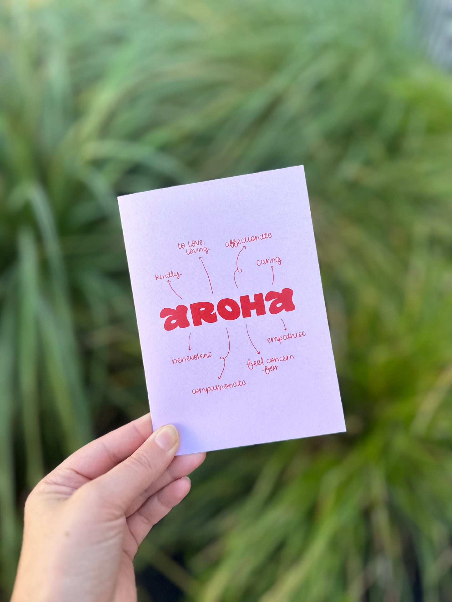 Aroha – mahere kupu (word map) card